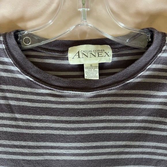 Soft, long sleeve gray-purple striped t-shirt vintage Casual Corner Annex - Picture 3 of 6